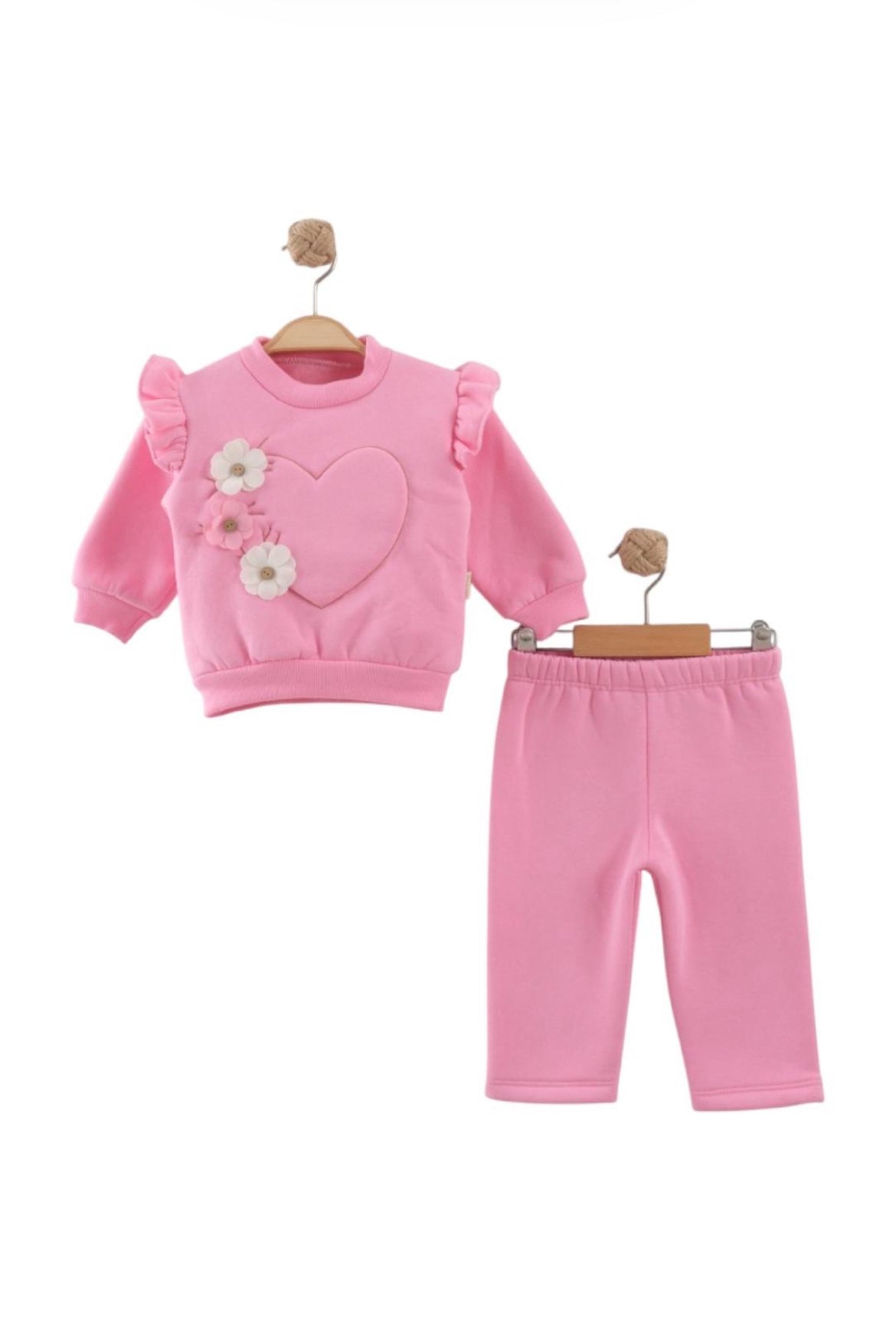 Kalpli Nakış Çiçekli Kız Takım