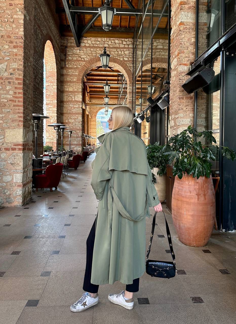 Oversize Haki Trençkot