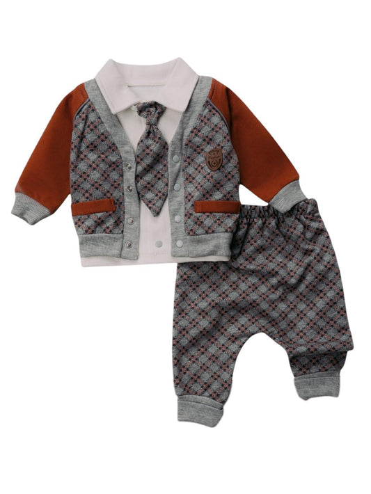 Baklava Desenli Üçlü Bebek Takım