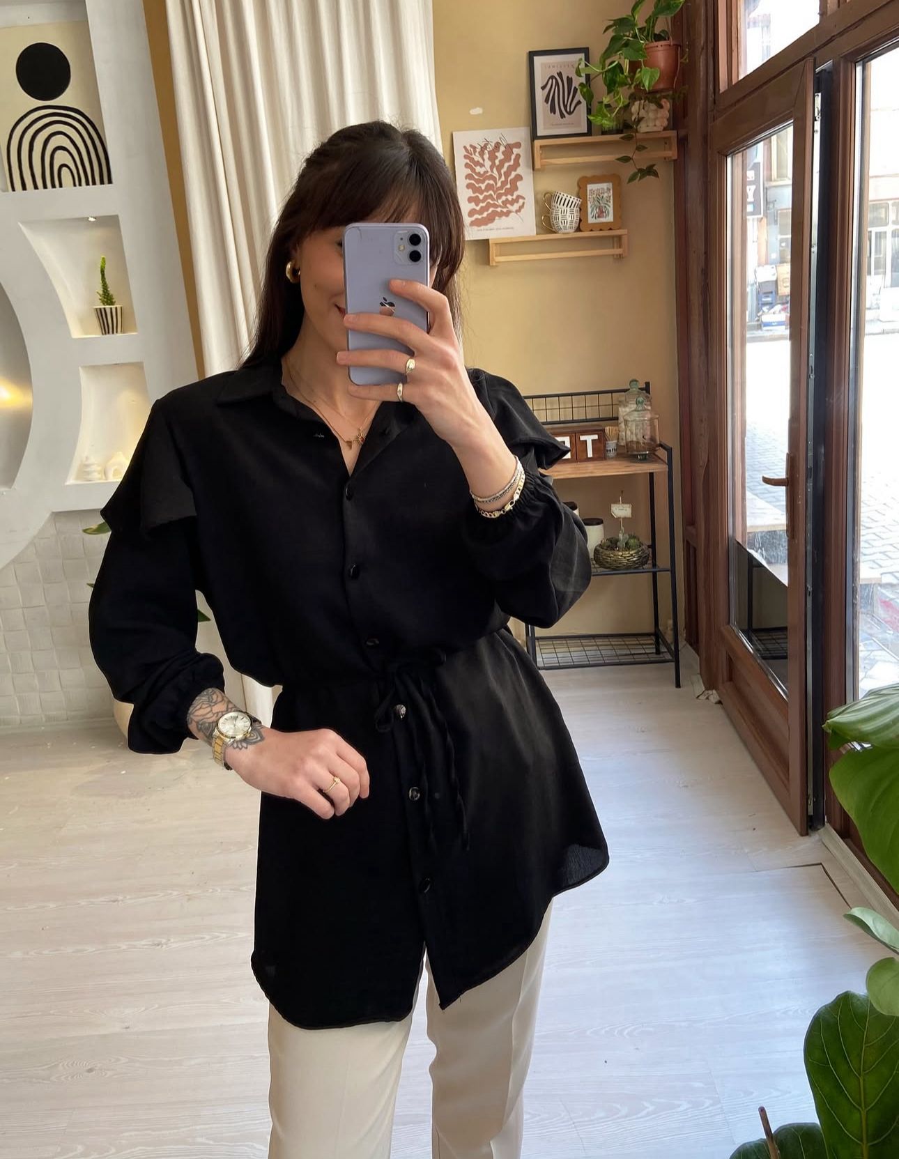 Volan Kol Detaylı Dökümlü Gömlek | CASCANİC Basic Line