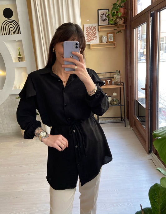 Volan Kol Detaylı Dökümlü Gömlek | CASCANİC Basic Line