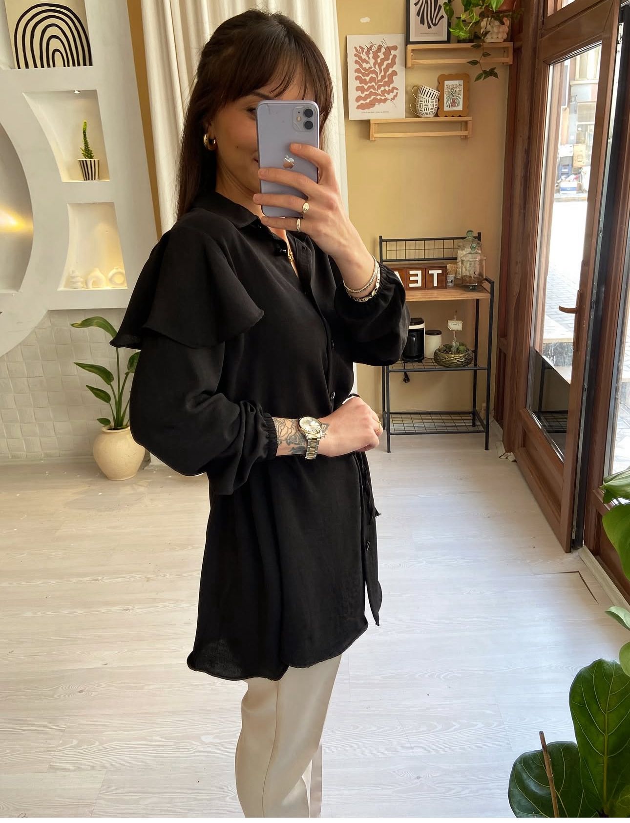 Volan Kol Detaylı Dökümlü Gömlek | CASCANİC Basic Line