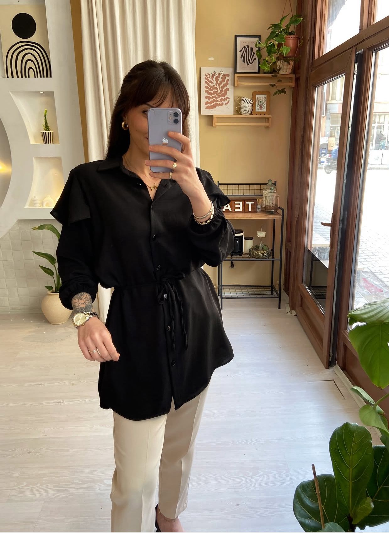 Volan Kol Detaylı Dökümlü Gömlek | CASCANİC Basic Line