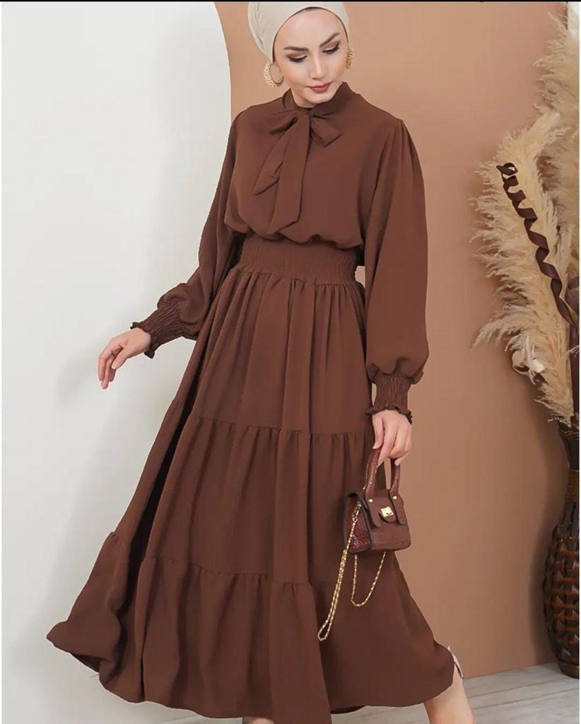 Fular Detaylı Şifon Tesettür Elbise - CASCANİC Elegance