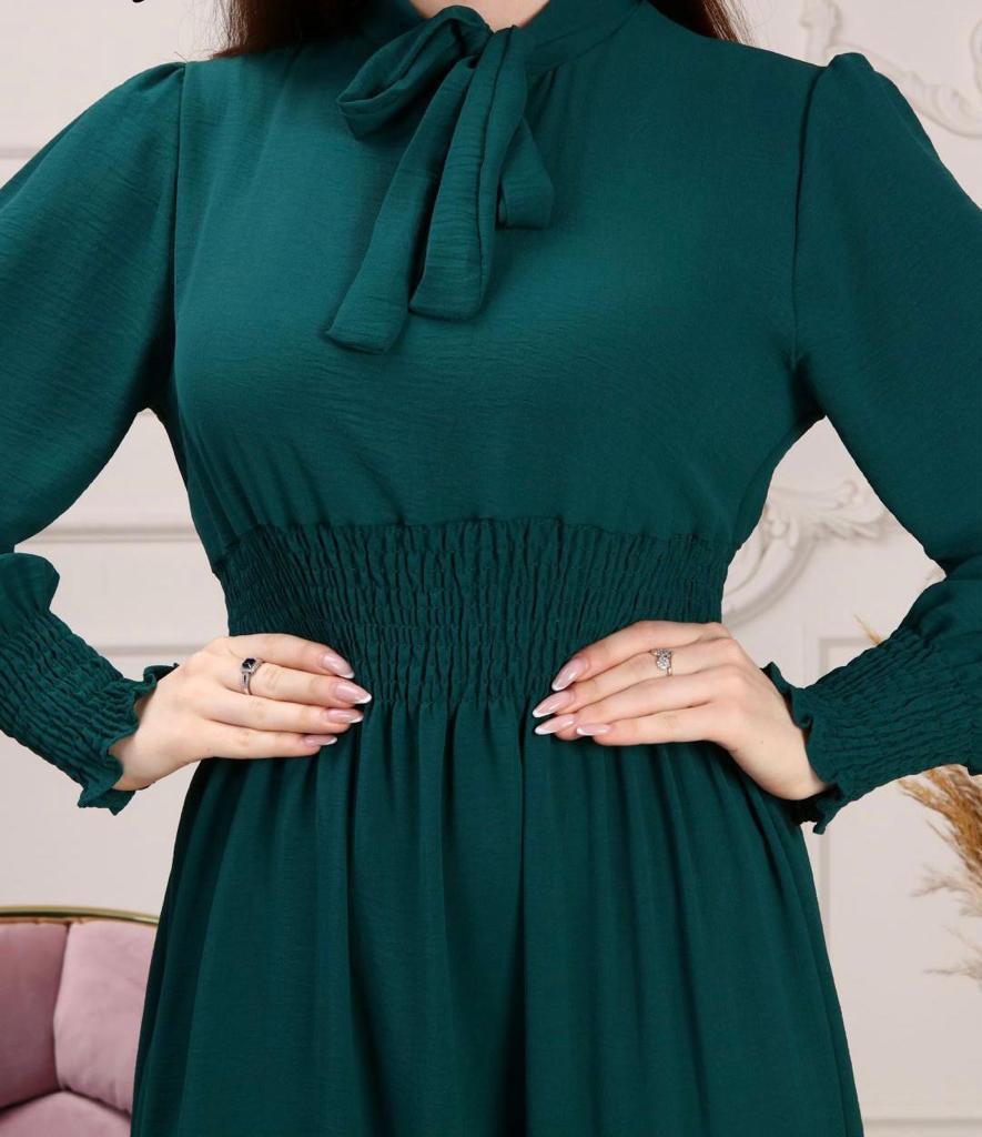 Fular Detaylı Şifon Tesettür Elbise - CASCANİC Elegance