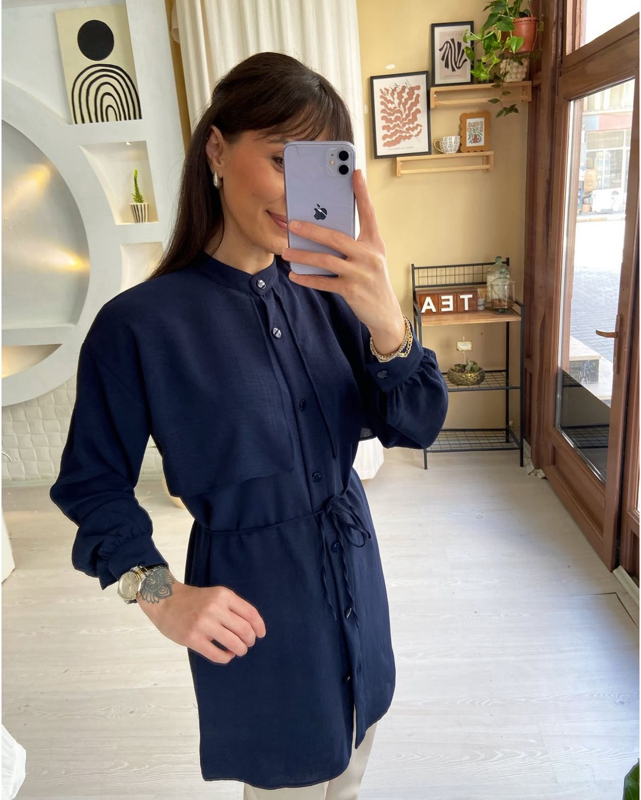 Dökümlü Basic Tunik-Gömlek