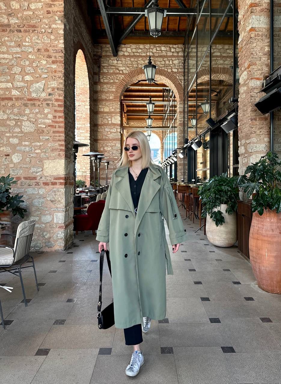 Oversize Haki Trençkot