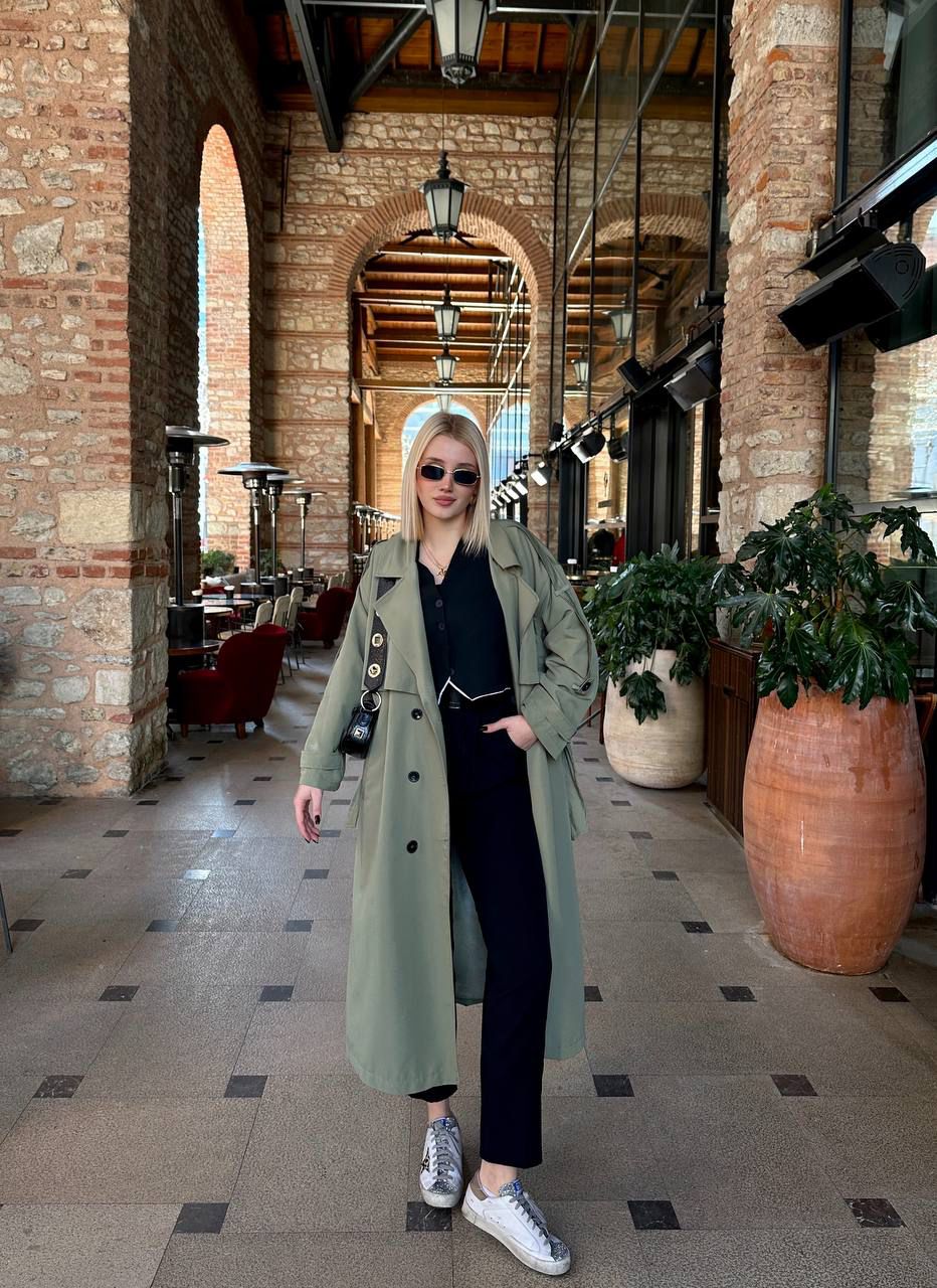 Oversize Haki Trençkot