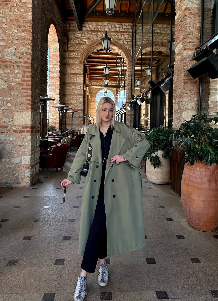 Oversize Haki Trençkot