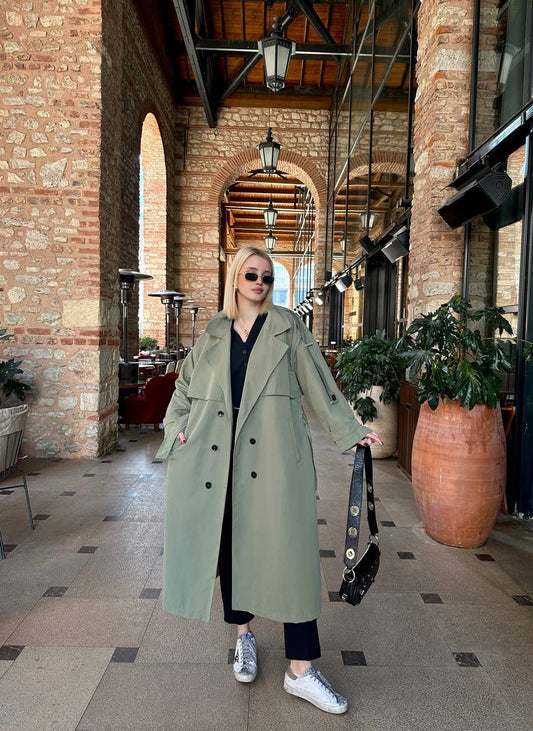 Oversize Haki Trençkot