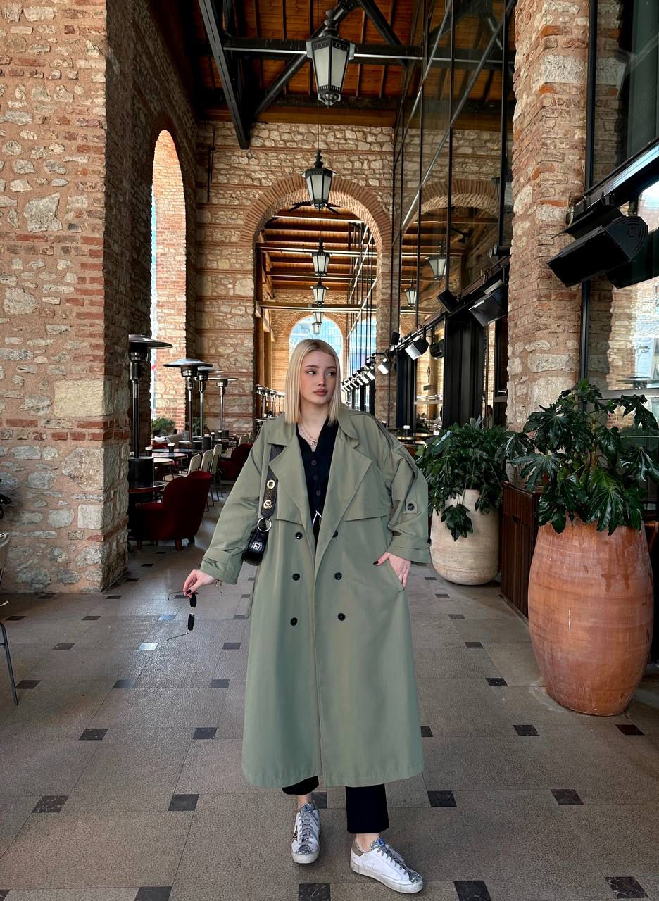 Oversize Haki Trençkot