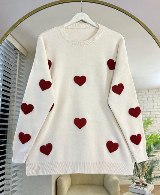 Kalp Detaylı Triko Tunik - Standart Beden