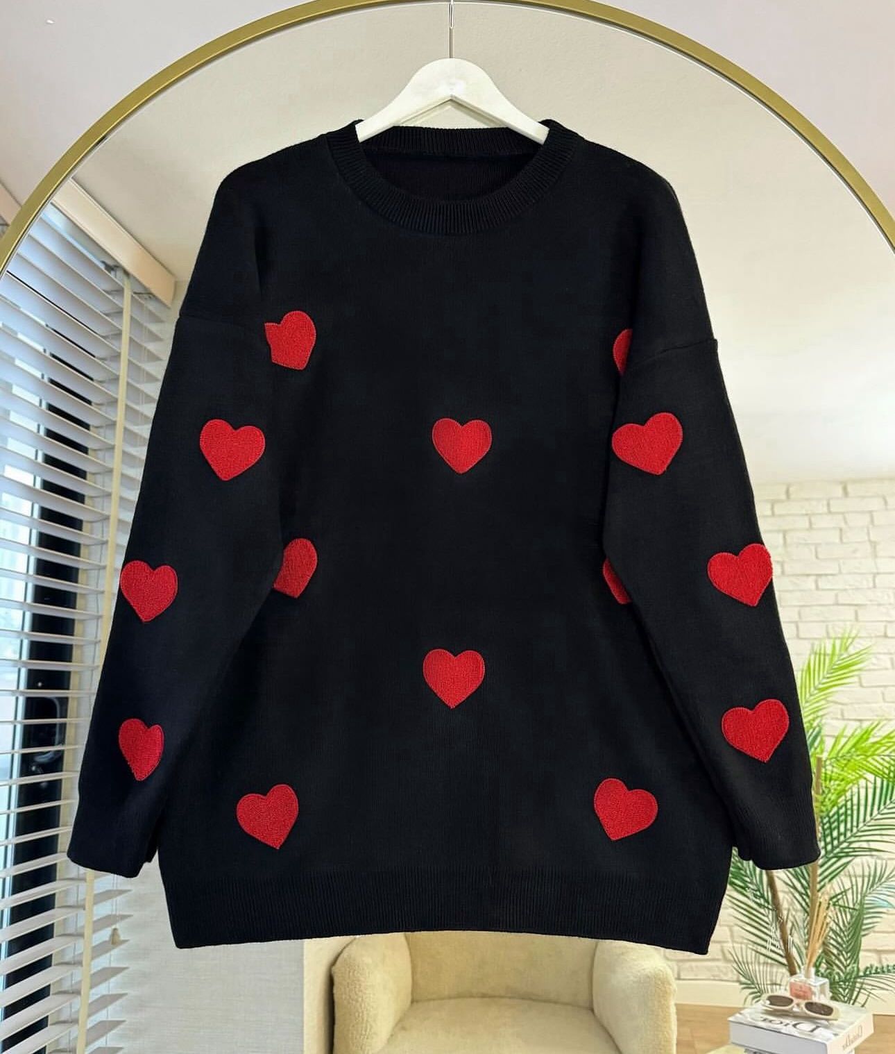 Kalp Detaylı Triko Tunik - Standart Beden