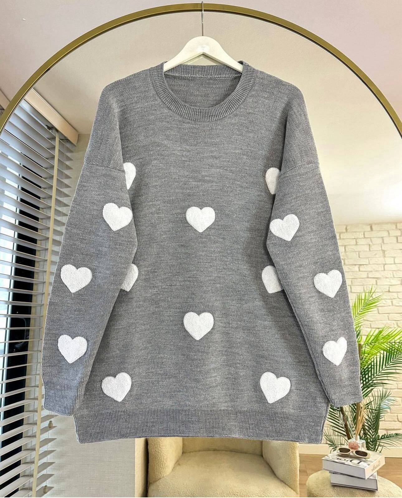 Kalp Detaylı Triko Tunik - Standart Beden