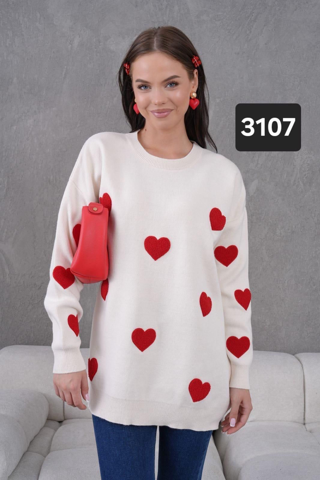 Kalp Detaylı Triko Tunik - Standart Beden