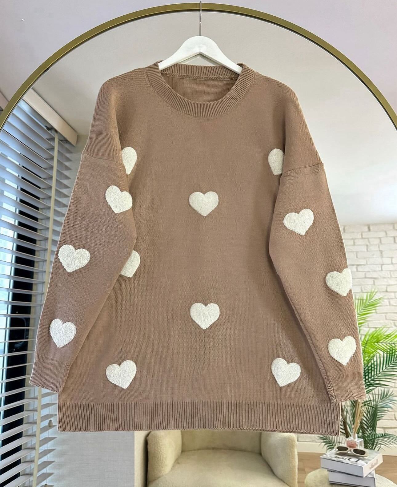 Kalp Detaylı Triko Tunik - Standart Beden