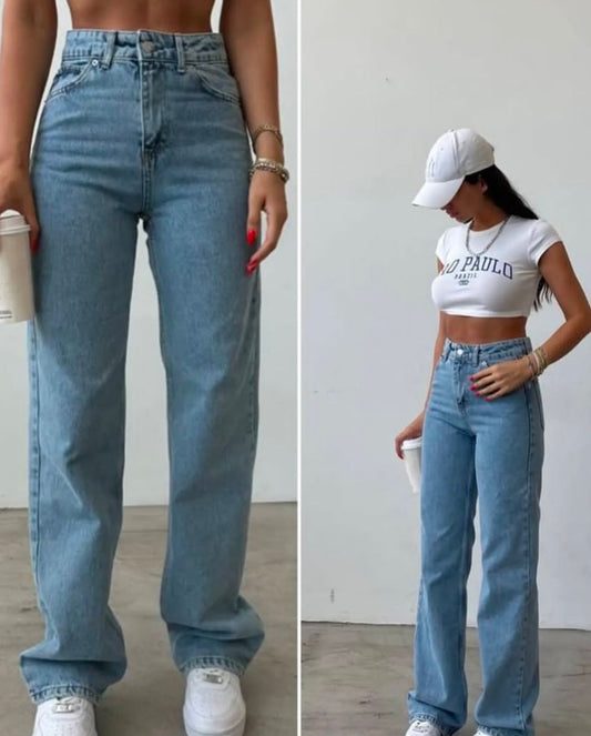 Yüksek Bel Palazzo Kot Pantolon