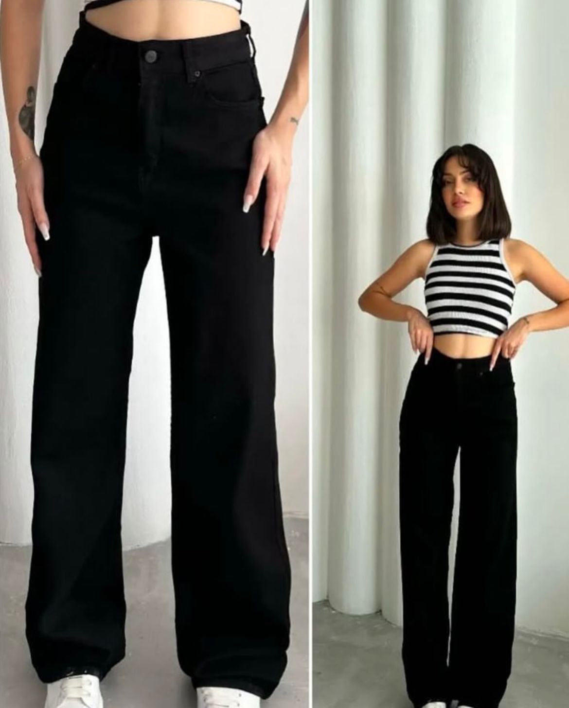 Yüksek Bel Palazzo Kot Pantolon