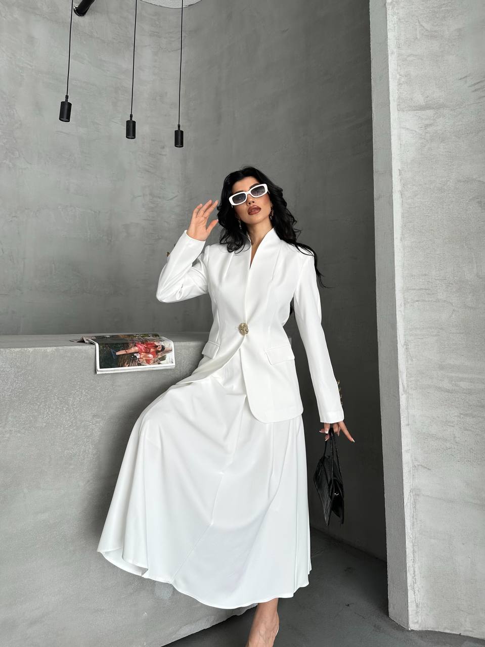 Beyaz Blazer Takım