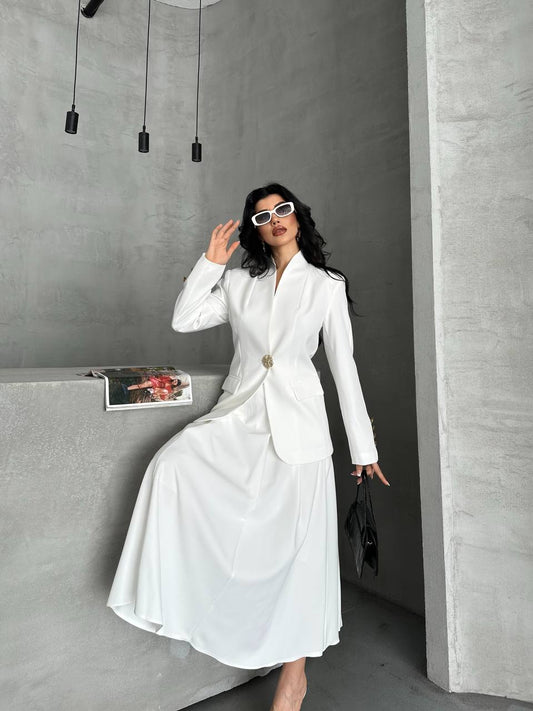 Beyaz Blazer Takım