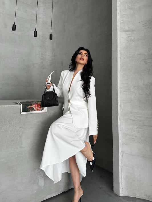 Beyaz Blazer Takım