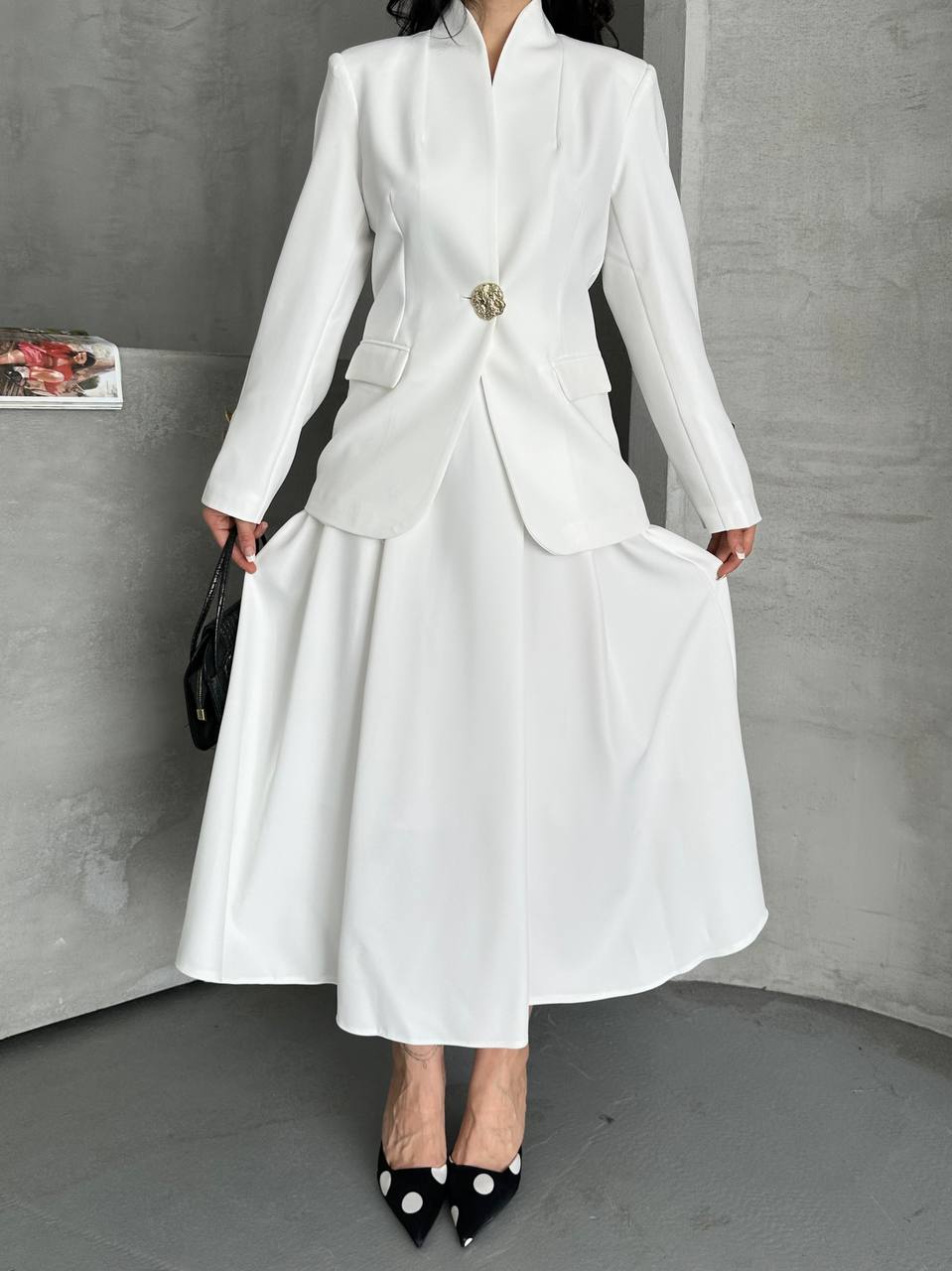 Beyaz Blazer Takım