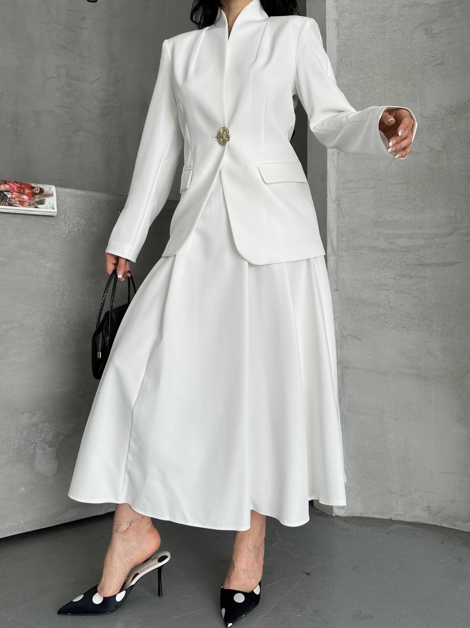 Beyaz Blazer Takım