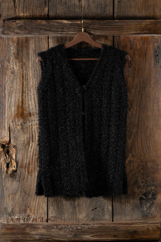 Simli El Örgüsü Görünümlü Yelek