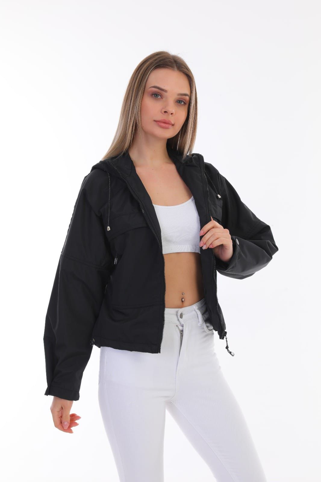 Fermuarlı Kapüşonlu Spor Mont