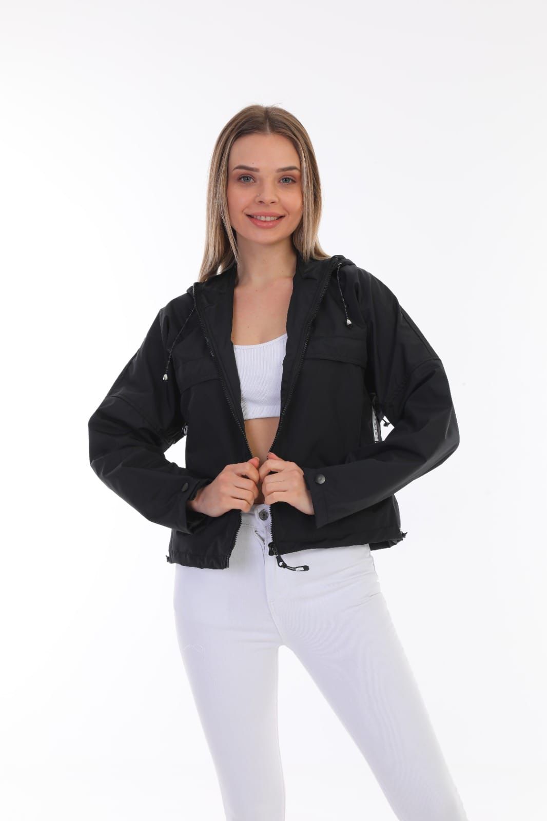 Fermuarlı Kapüşonlu Spor Mont