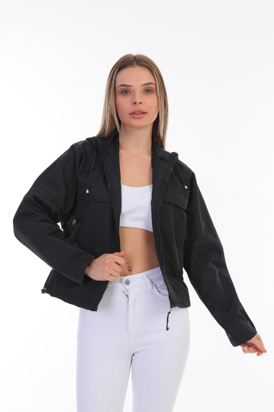 Fermuarlı Kapüşonlu Spor Mont